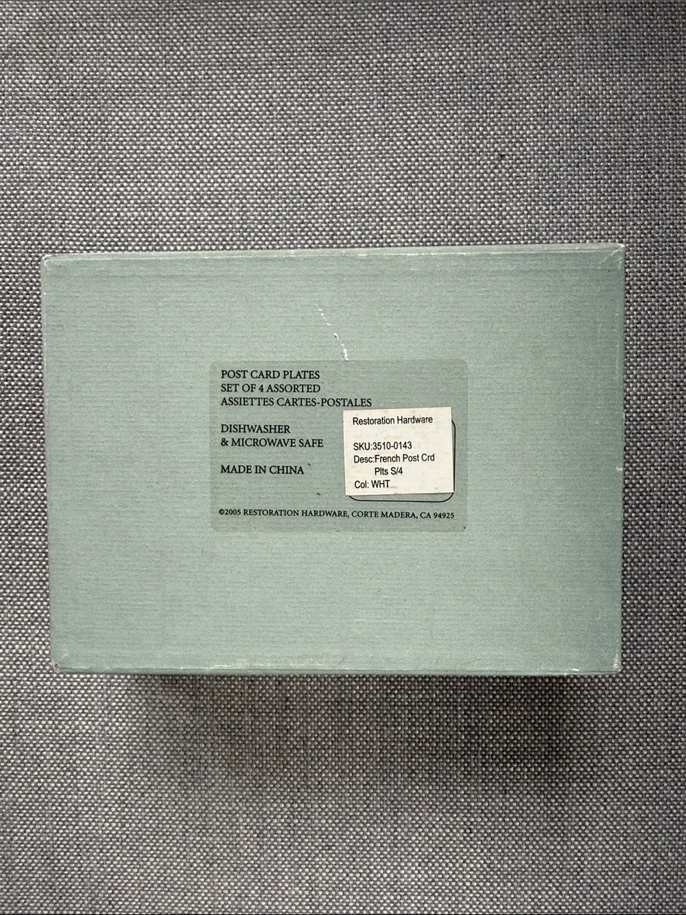 Restoration Hardware Post Card Plates - Set of 4 - each 4.5” x 6.25”